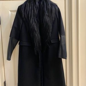Rag & Bone Wonen’s coat fur collar leather half sleeve